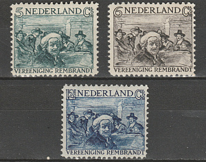 Нидерланды искусство, 1930, Рембрандт, 3 марки ** MNH, 65 Евро